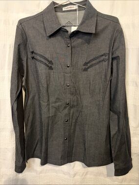 NWT Ranch Dress’n black denim with boot stitch on back  size medium